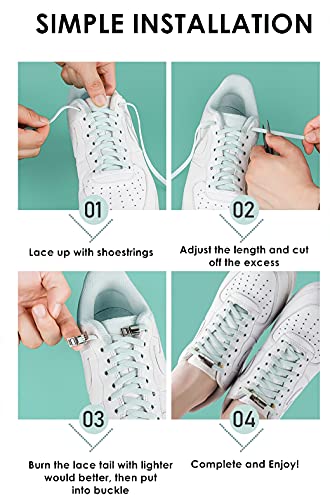 Magnetic No Tie Elastic Shoe Laces for Kids Adults, No screw, One Size Fits All - color: Silver White