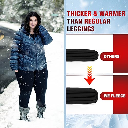 we fleece 3 Pack Plus Size Fleece Lined Leggings for Women - color: Black/Ebony/Slate Heather, size: XX-Large