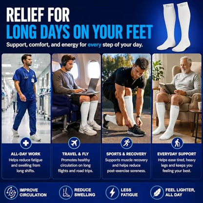 SB SOX 3-Pair Compression Socks (15-20mmHg) - color: 04 – Solid White, size: XXL