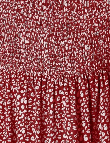 CzzzyL Womens Nursing Dress Summer Floral Print Smocked Maxi with Pockets - color: Leopardred, size: Small