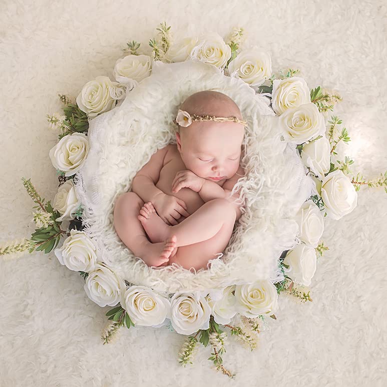 White Newborn Posing Pillow Set Donut Photo Props for 0-3 Months