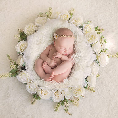 White Newborn Posing Pillow Set Donut Photo Props for 0-3 Months