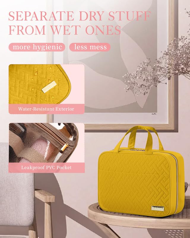 HOTOR Hanging Travel Toiletry Bag Women Men Essentials Yellow - color: Yellow, size: Medium