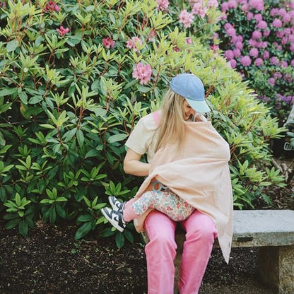 mushie Nursing Cover (Blush) | 100% Breathable Organic Cotton | Breastfeeding Privacy - color: Blush