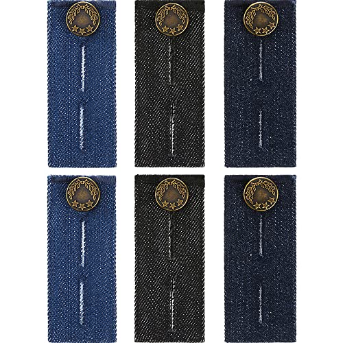 Toodoo 6 Pcs Jeans Waist Extender Jeans Pants Extender Blue Jean Button