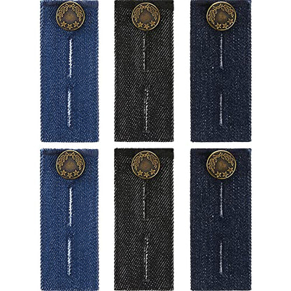 Toodoo 6 Pcs Jeans Waist Extender Jeans Pants Extender Blue Jean Button