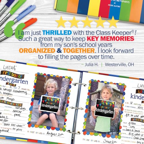 Class Keeper® Ultimate School Memory Book Bundle | Photo Signs, Stickers & Digital Memory App Included - color: Keepsake Bundle: Stripes Class Keeper + Primary Flags Signs + School Rocks Stickers