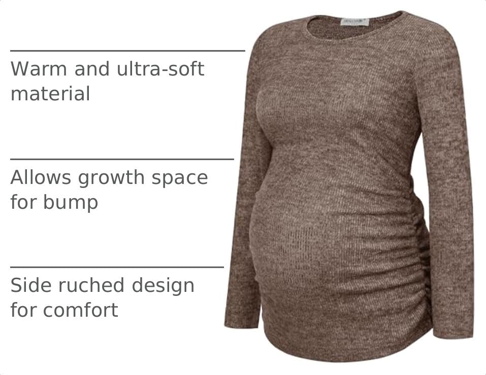 Smallshow Women's Maternity Sweater Shirt Long Sleeve - color: Coffee, size: Medium