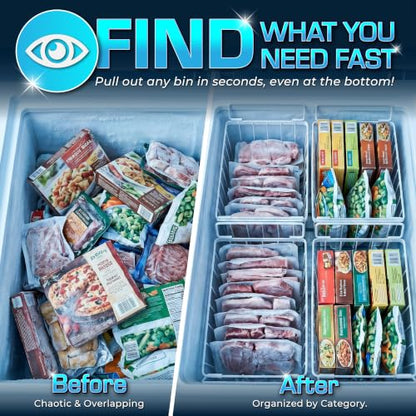 Freezer Organizer Bins 4-Pack, Fits Most 5–7 Cu. Ft. - White - color: White