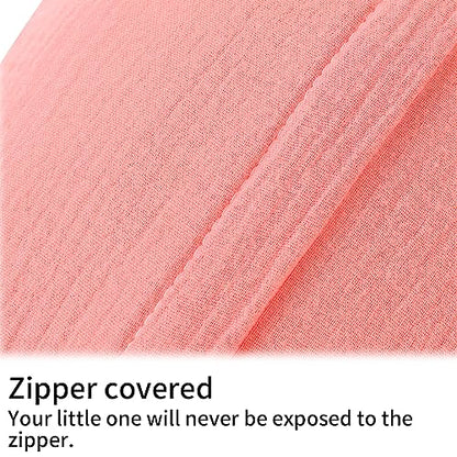 Onacosht Muslin Nursing Pillow Cover, 100% Cotton, Soft & Breathable, Pink - color: Pink