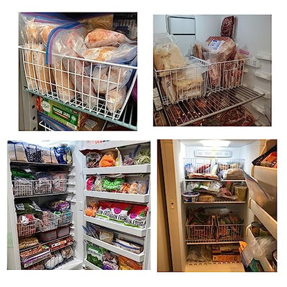 16inch Upright Freezer Organizer Baskets for 13-14,16-21 cu.ft Standup Freezer, Settle freezer chaos and reduce food waste effectively, Durable, Fully Use Space, Improve Air Circulate, White, 3pcs - color: 16*10*7, white