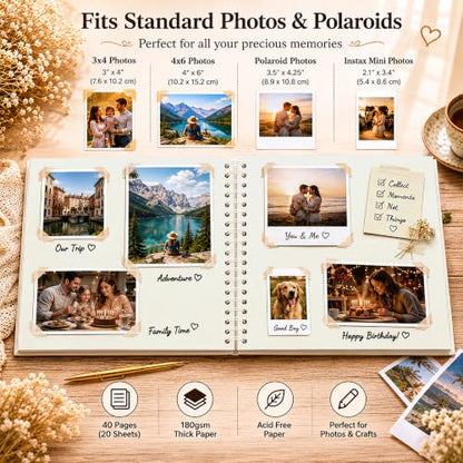 10x10 Inch DIY Scrapbook Album 40 Pages (20 Sheets), Hardcover Kraft Paper - color: Cream, size: 20 Sheets/40 Pages