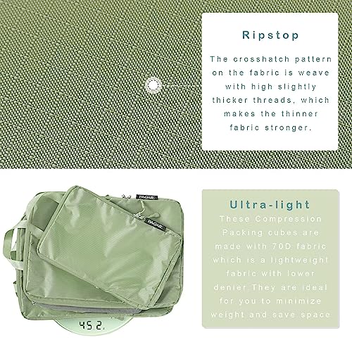 BAGAIL 6 Set Ultralight Compression Packing Cubes Packing Organizer for Travel Accessories Luggage Suitcase Backpack - color: Matcha70D, style: Cloth Pattern