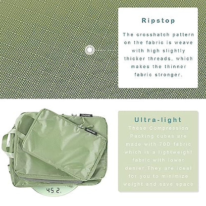 BAGAIL 6 Set Ultralight Compression Packing Cubes Packing Organizer for Travel Accessories Luggage Suitcase Backpack - color: Matcha70D, style: Cloth Pattern