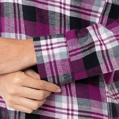 Fruit of the Loom Women's Flannel Sleep Shirt - color: Berry Plaid, size: X-Large