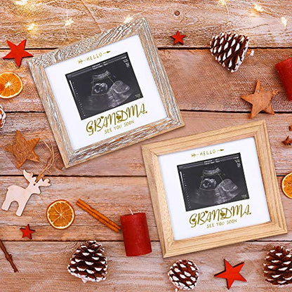 IHEIPYE Grandma Sonogram Picture Frame Announcement Gift Weathered White - color: Rustic White with Gold Text, size: Single Opening - 1 Pack