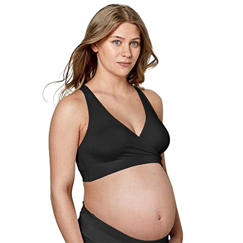 Medela Keep Cool Sleep Bra | Seamless Maternity & Nursing Bra with Full Back Breathing Zone and Soft Touch Fabric - color: Black, size: Medium