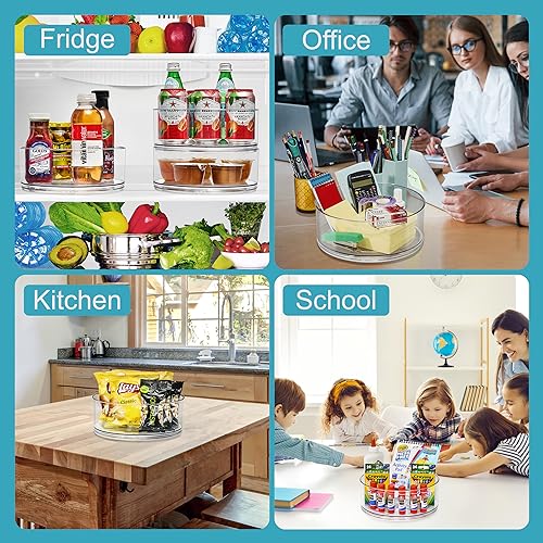 Sorbus Lazy Susan Organizer, Clear Turntable Organizer (Tall 2 Pack) - size: Tall 2 Pack