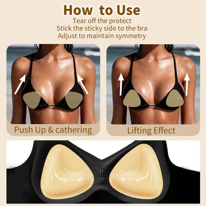 Double Sided Sticky Bra Inserts Breast Pads,Push-Up Inserts Reusable&Washable Bra Cups Inserts - size: X-Small