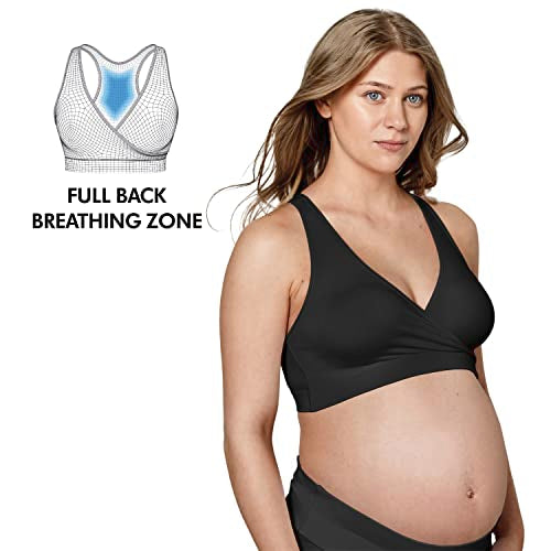 Medela Keep Cool Sleep Bra | Seamless Maternity & Nursing Bra with Full Back Breathing Zone and Soft Touch Fabric - color: Black, size: Medium