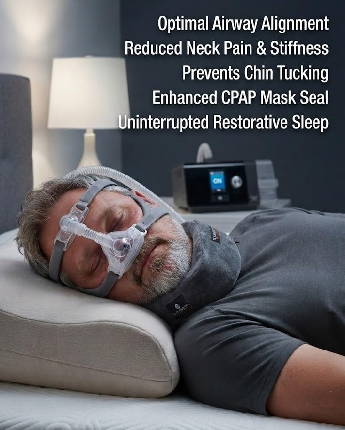 Glide Gear Pillow Neck Chin Support for CPAP Sleep Apnea Stop Snoring Travel Sleep Cushion - Grey - color: Grey
