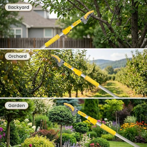 Telescopic Pole Pruner & Fruit Picker with Locking Adjustable Head -