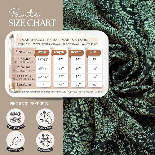 B BANGKOK PANTS Boho Harem Pants Women - color: Blossom Green, size: One Size