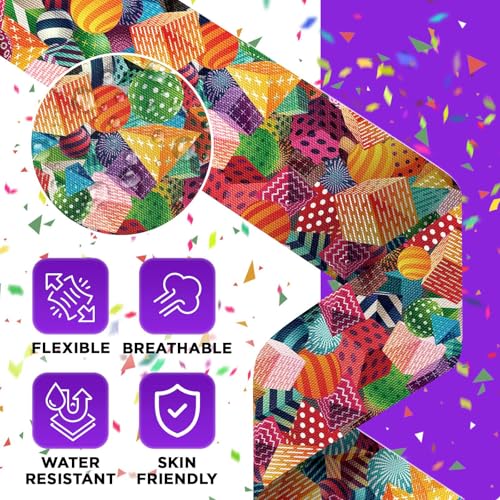 OK TAPE Patterned Kinesiology Tape, Elastic Physical Therapy Athletic Tape - color: Geometric