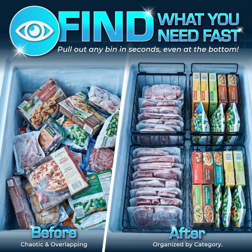 Freezer Organizer Bins 4-Pack, Fits Most 5–7 Cu. Ft. - Black - color: Black