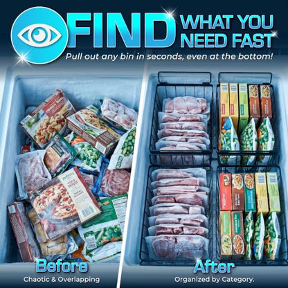 Freezer Organizer Bins 4-Pack, Fits Most 5–7 Cu. Ft. - Black - color: Black