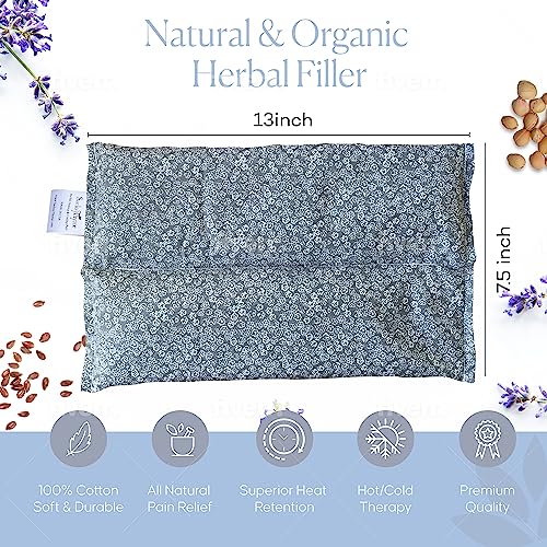 SacksyThyme Microwave Heating Pad for Pain Relief, Flaxseed & Cherry Pit Herbal Heating Pad, Hot Cold Therapy (Grey) - color: Grey