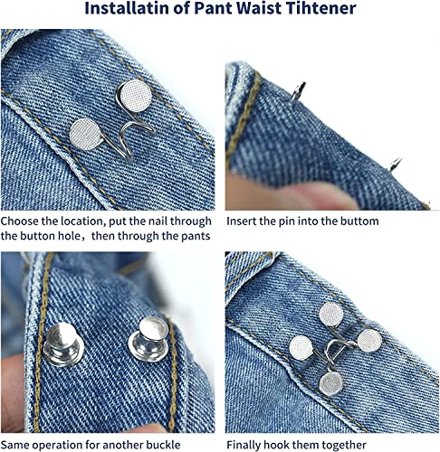 6 Set Adjustable Jeans Button Pant Waist Tightener - color: 6pc Black