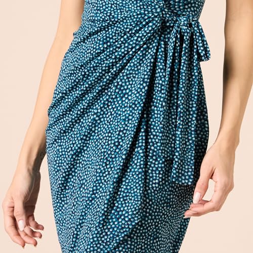 Amazon Essentials Women's Classic Cap Sleeve Wrap Dress with V Neck, Pleated Waist (Available in Plus Size) - color: Blue, Dots, size: Small