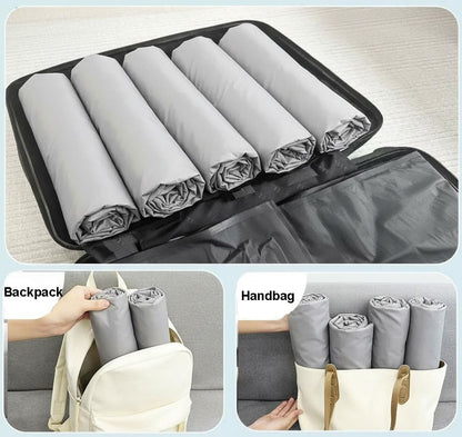 Reusable Fabric Vacuum Storage Bags, 4-Pack with 2 Sizes (Medium & Large) | Roll-Up Packing Bags for Luggage, Suitcase, Backpack | No Pump Needed