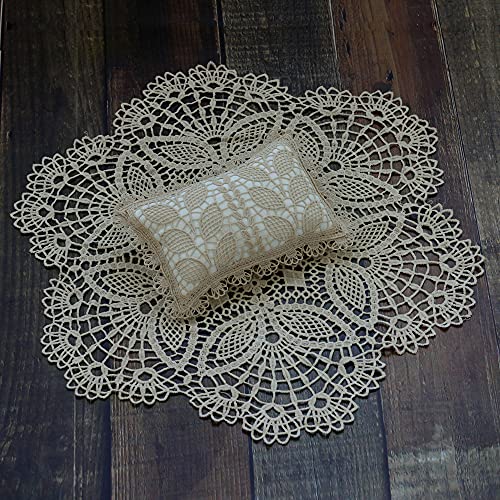 Zeroest Newborn Photography Lace Blanket Posing Props Set (Khaki) - color: Khaki
