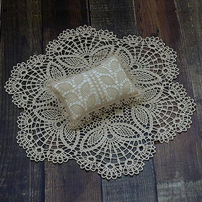 Zeroest Newborn Photography Lace Blanket Posing Props Set (Khaki) - color: Khaki