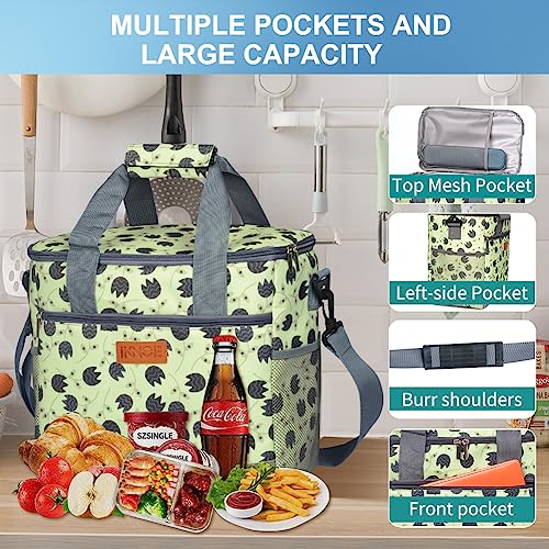 IKNOE 24-Can Insulated Cooler Bag, Leak-Resistant Lunch Tote Leaf - color: Leaf, size: Large