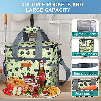IKNOE 24-Can Insulated Cooler Bag, Leak-Resistant Lunch Tote Leaf - color: Leaf, size: Large