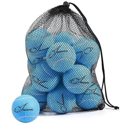 INSUM Bulk Tennis Balls, Extra Duty Practice Balls with Mesh Bag - color: Light Blue-A, size: 12 Pack