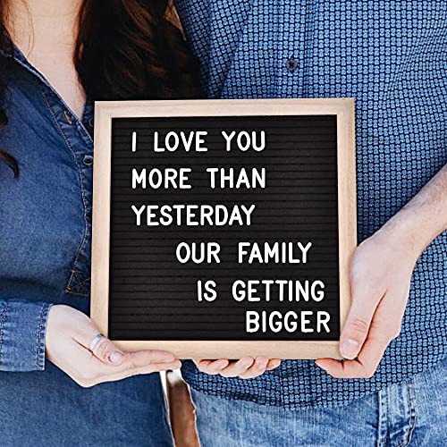 Felt Letter Board, 10 x 10 inch Wooden Frame, Black - color: Black