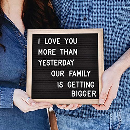 Felt Letter Board, 10 x 10 inch Wooden Frame, Black - color: Black