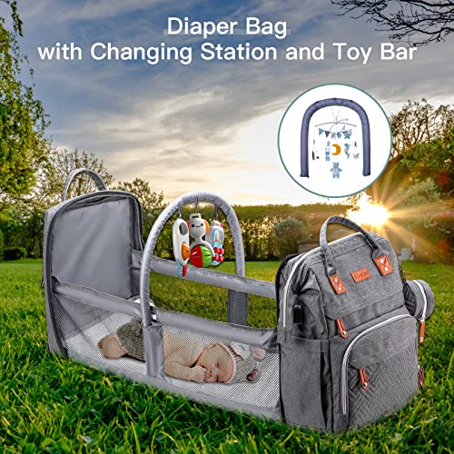 ISMGN Diaper Bag Backpack with Changing Station, Baby Bag for Mom, DeepGrey - color: Upgrade Deep Gray