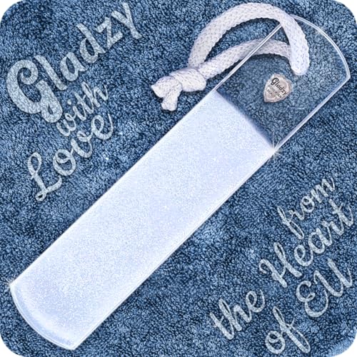 GLADZY Czech Glass Foot File Callus Remover – Double Sided Etched, Different Grit Coarse & Fine Surfaces for Hard Skin & Cracked Heels, Professional Pedicure Tool, Washable Reusable, Made in EU - color: Large