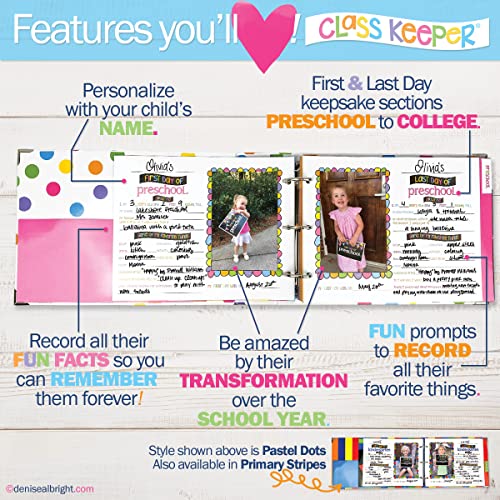 Class Keeper® Ultimate School Memory Book Bundle | Photo Signs, Stickers & Digital Memory App Included - color: Keepsake Bundle: Stripes Class Keeper + Primary Flags Signs + School Rocks Stickers