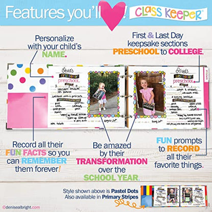 Class Keeper® Ultimate School Memory Book Bundle | Photo Signs, Stickers & Digital Memory App Included - color: Keepsake Bundle: Stripes Class Keeper + Primary Flags Signs + School Rocks Stickers