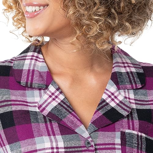 Fruit of the Loom Women's Flannel Sleep Shirt - color: Berry Plaid, size: 3X