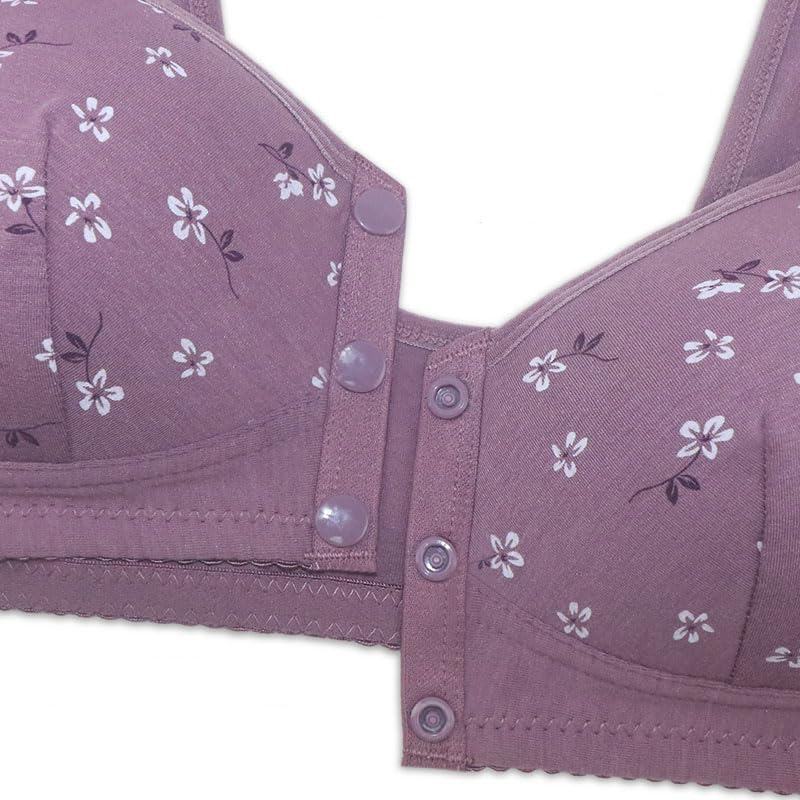 Daisy Bras for Older Women No Underwire Front Closure Comfort Senior Wireless Snap Closing Bra - color: Black
