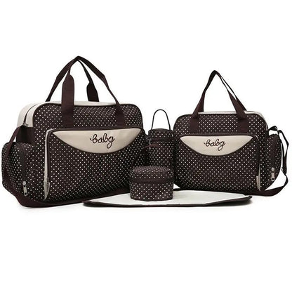 5pcs Diaper Bag Tote Set - Baby Bags for Mom (Brown