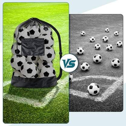 BROTOU Extra Large Soccer Ball Net Bag, 40" x 30" Drawstring Mesh Ball Bag - color: Black-5pcs-Durable Upgrade