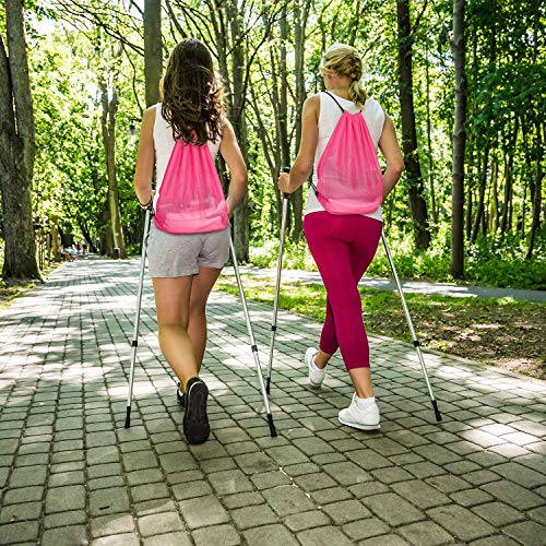 Frienda Mesh Drawstring Backpack Bag Multifunction Bag, Fluorescent Pink - color: Fluorescent Pink